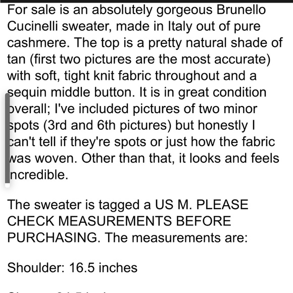 LUXE Brunello Cucinelli Pure Cashmere Medium Tan/Beige Cardigan Sweater Top - Picture 3 of 11